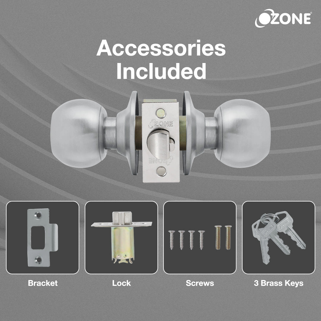 Ozone Cylindrical Knob Lock with Push Button & Coin Release for Home & Office - Ozone Group