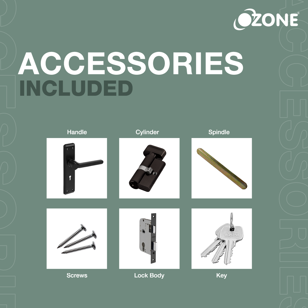 Ozone Kepler Heavy Duty Mortise Door Lock Handle Set | 8-inches (Black Finish) - Ozone Group