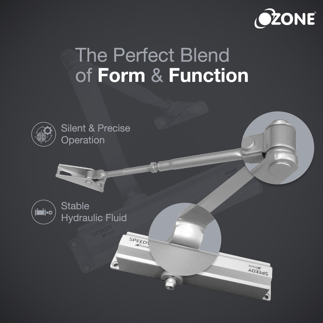 Ozone Rack and Pinion Overhead Door Closer | Closing Force EN 1-3 | Weight Capacity: Up to 60 kg - Ozone Group