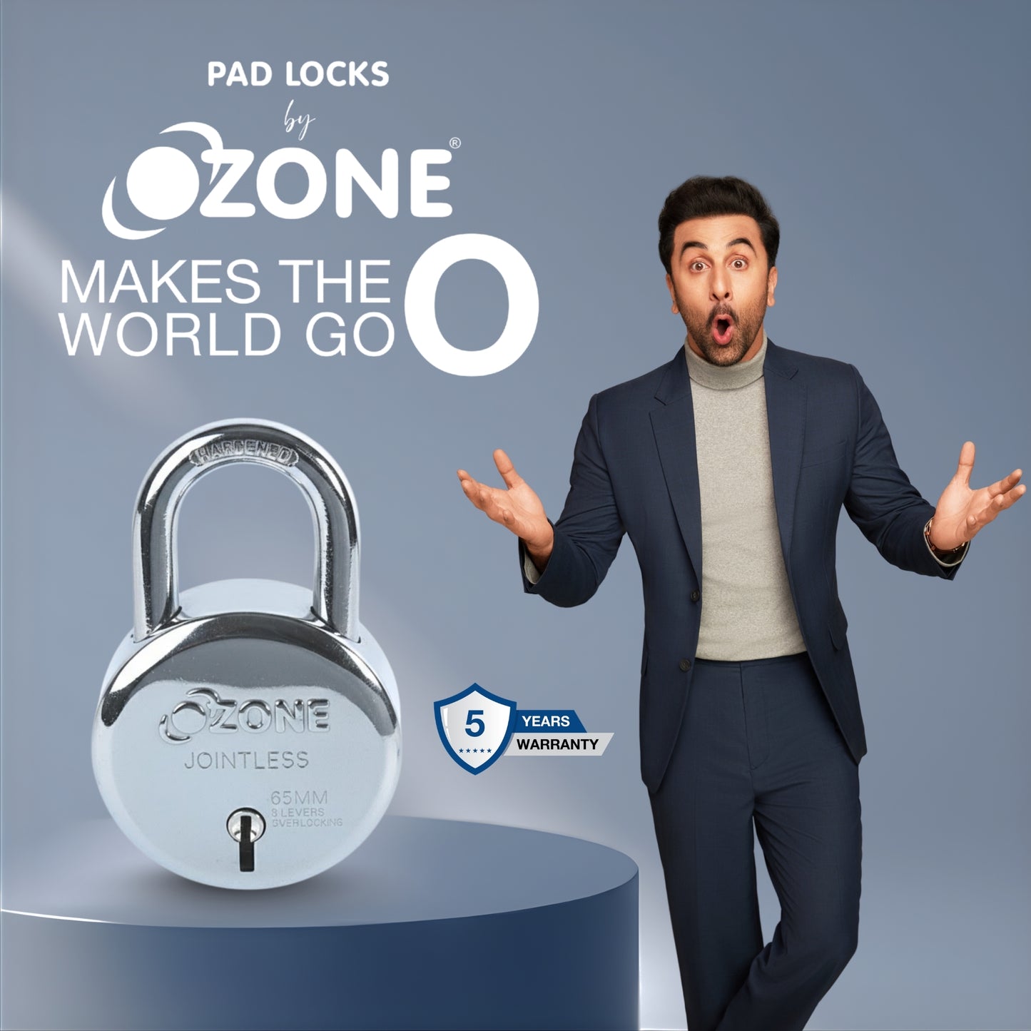 Ozone 60MM Padlock | Hardened Shackle, 8 Levers & 5-Year Warranty