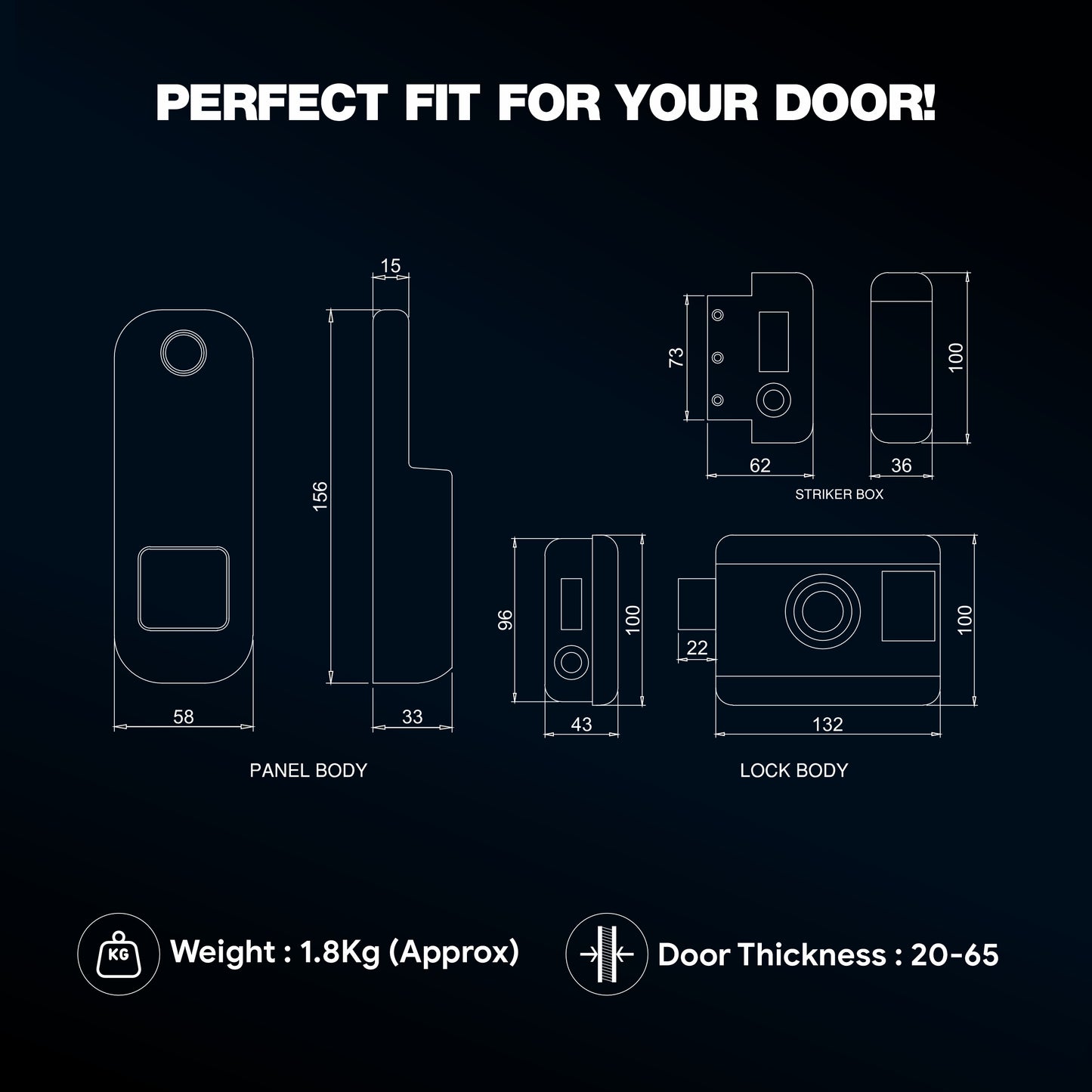 Ozone Cleo Wi-Fi Smart Door Lock with 4-way access | Door Thickness: 20-65 mm - Ozone Group