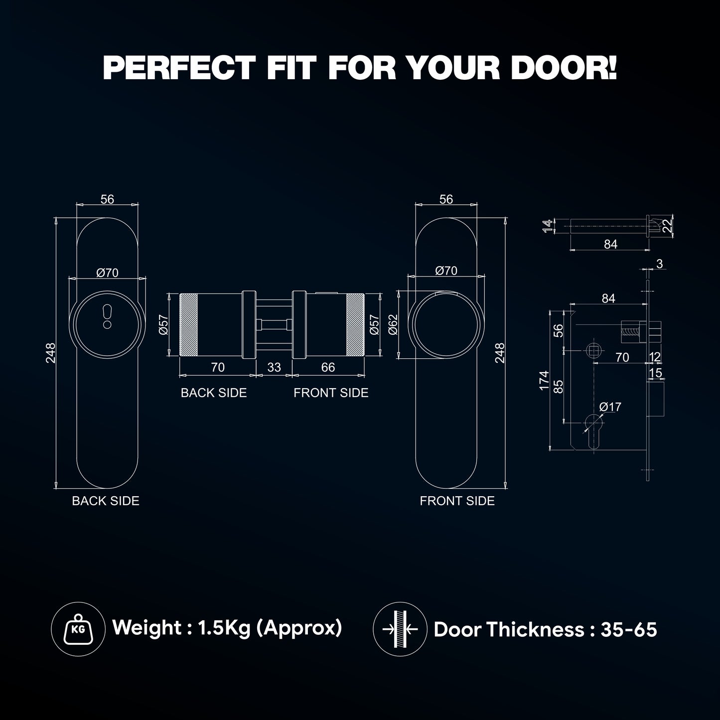 Ozone Oracle Bluetooth Smart Door Lock with Lock Body with 4-way access | Door Thickness: 35-65 mm - Ozone Group