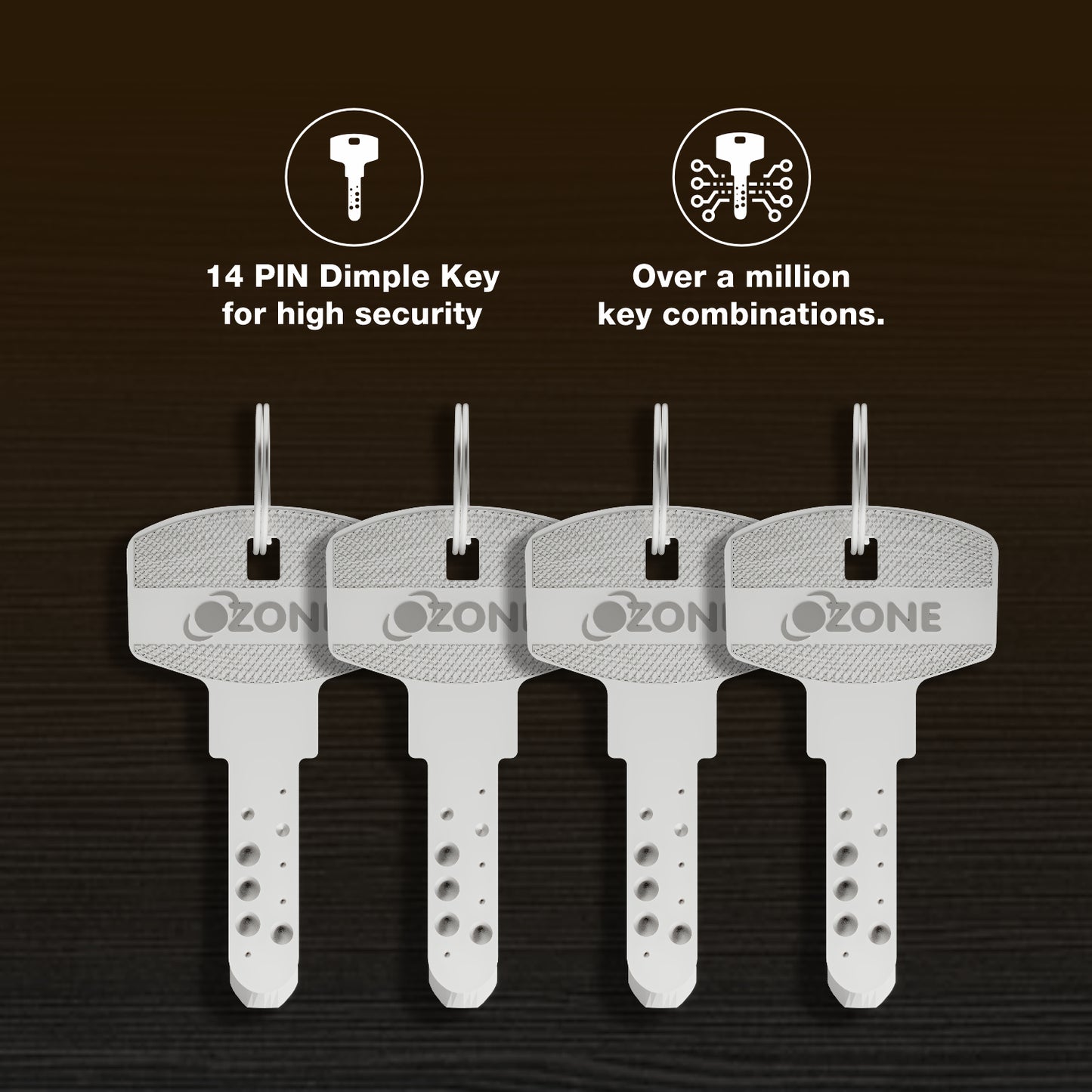 Ozone Surface-Mounted Main Door Rim Lock |5-Year Warranty|30–85 mm Wooden Doors