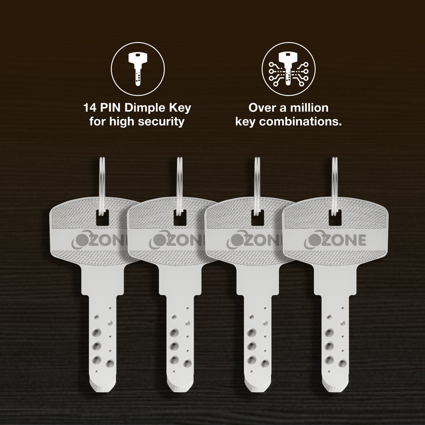 Ozone Dual-Action Night Latch Lock | 4 Brass Keys | Compatible with Wooden & Metal Doors