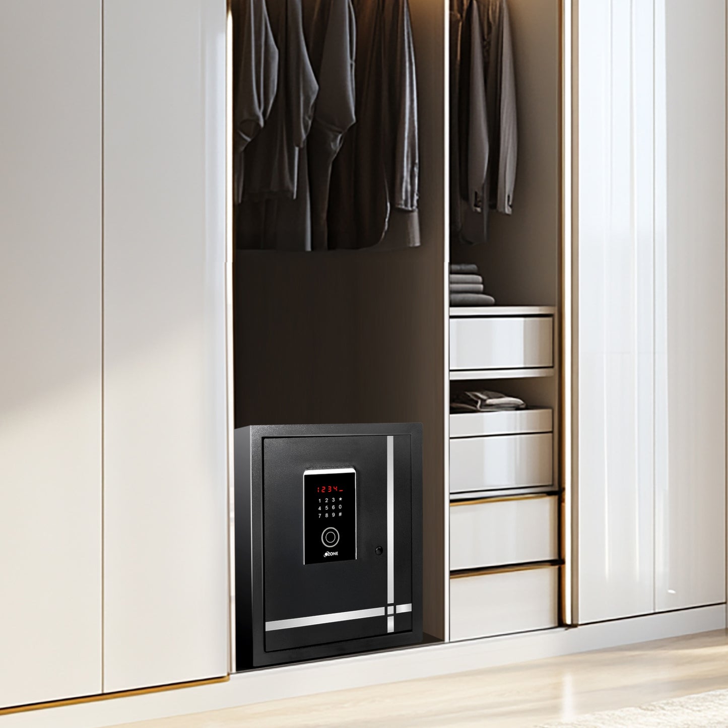 Ozone 40 Litres Fingerprint Safe Locker for Home & Office – Fingerprint Lock, 2-in-1 Unlocking (Fingerprint & Password), Size: 420H x 350W x 360D mm, Weight: 20.4kg, 2-Year Warranty
