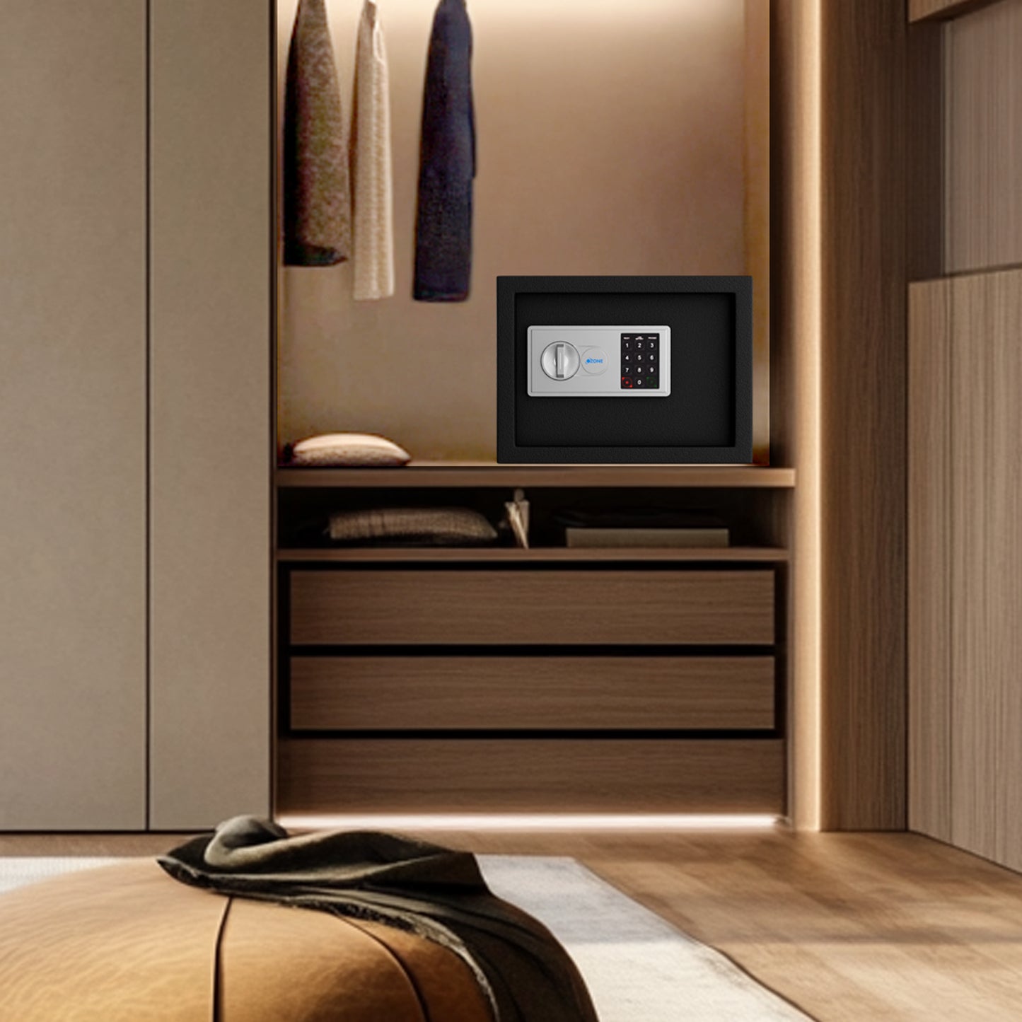 Ozone 16.11 Litres Digital Safe Locker for Home & Office – Digital Lock, 1-Way Unlocking (Password), Size: 250H x 350W x 250D mm, Weight: 9.5kg, 2-Year Warranty (Black)