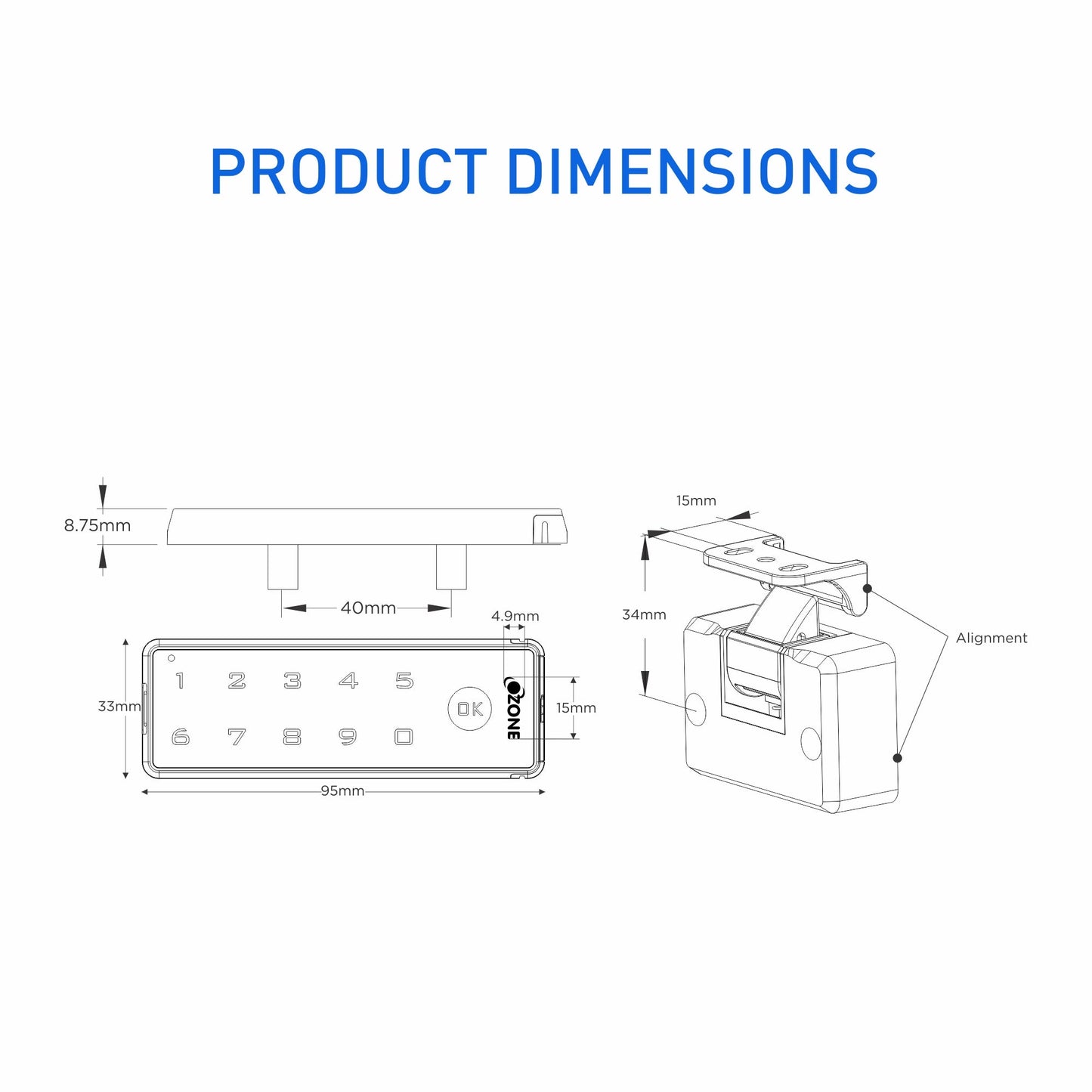 Ozone OZFL-601-PW, Electronic Furniture Lock (Black) - Ozone Group