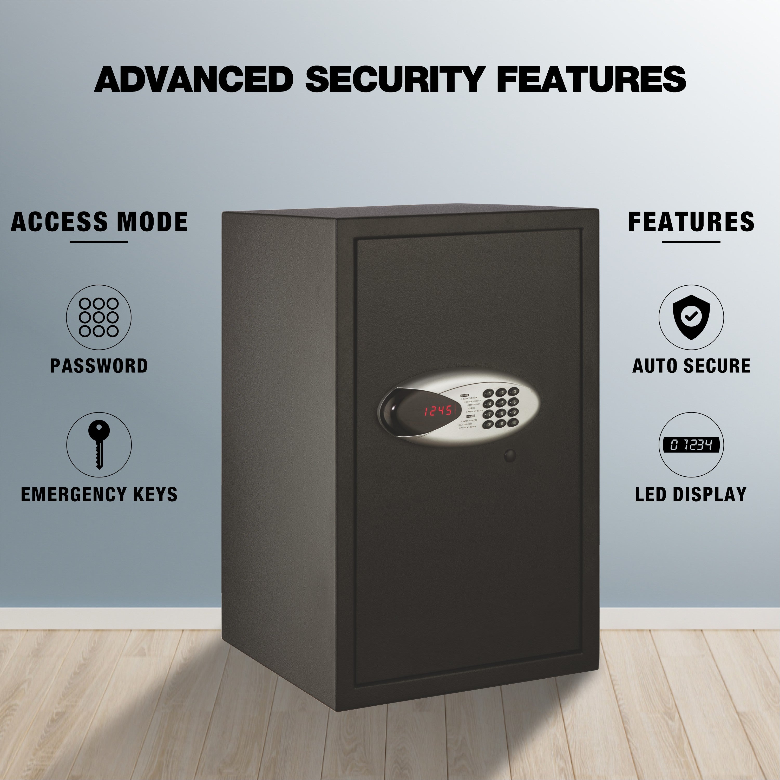 Ozone Digital Safe for Homes & Offices | 2-way Access | Password & Emergency Key (55 Ltrs.)
