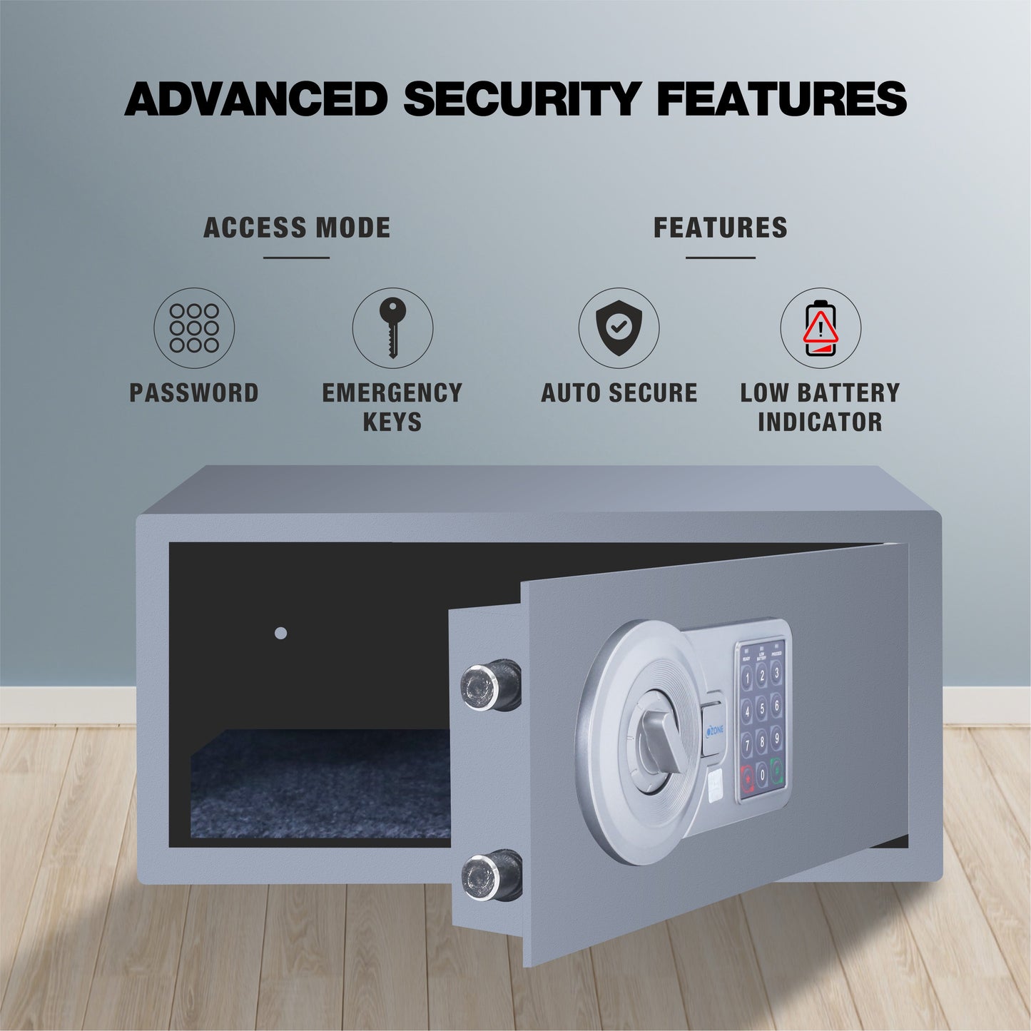 Ozone Laptop Safe for Homes | 2-way Access | Password & Emergency Key (Black & Grey, 26.4 Ltrs.)