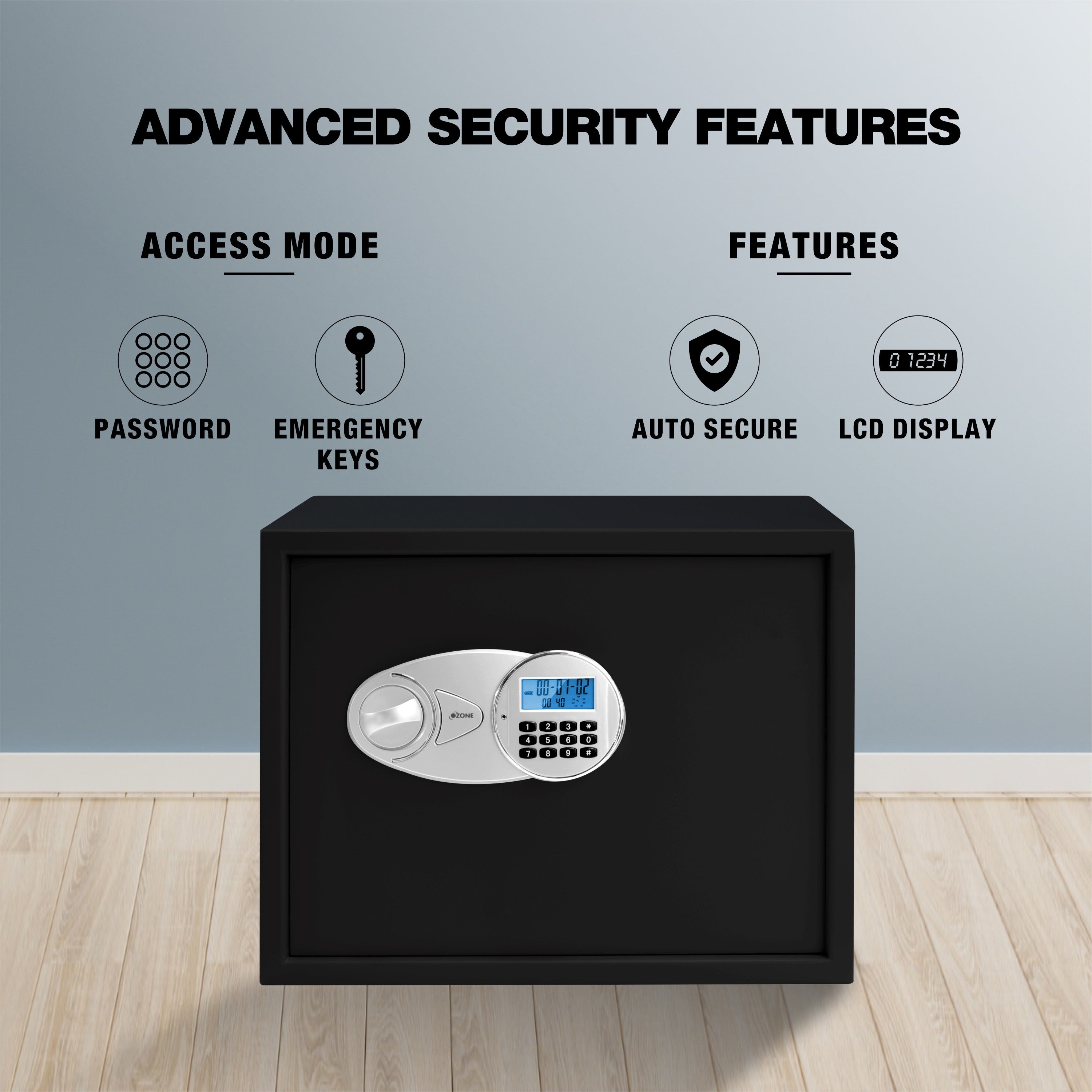 Ozone 44 Litres Digital Safe Locker for Home & Office – Digital Lock, 1-Way Unlocking (Password), Size: 350H x 450W x 355D mm, Weight: 21kg, 2-Year Warranty - Ozone Group