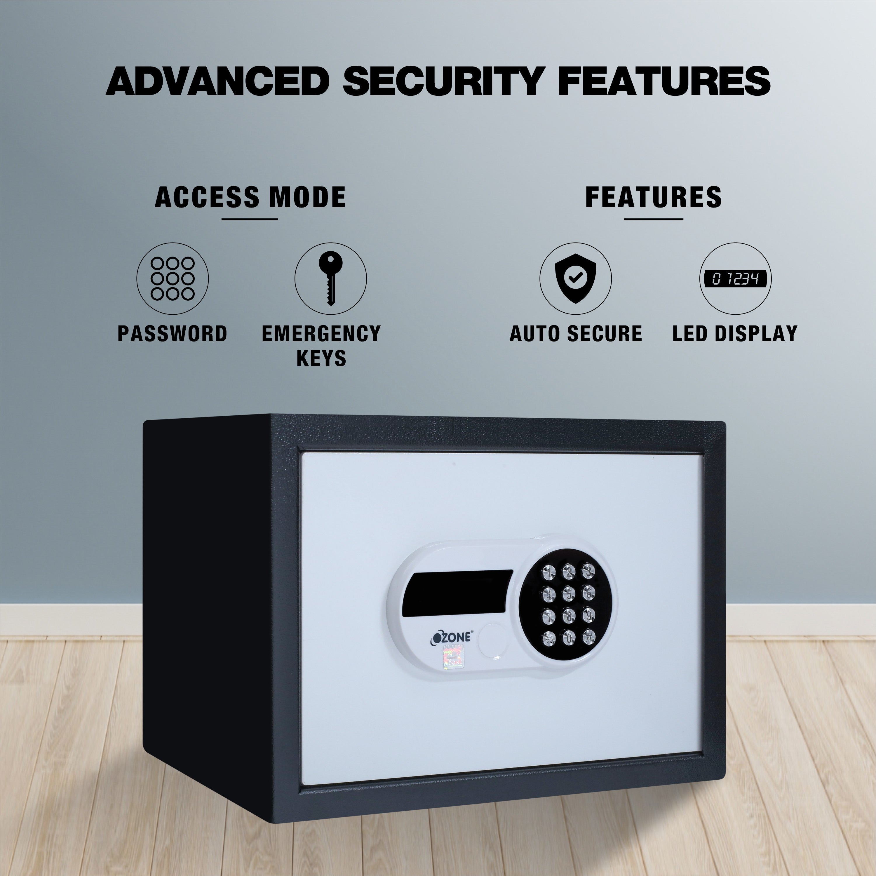 Ozone Digital Safe for Homes | 2-way Access | Password & Emergency Key (15.9 Ltrs.)