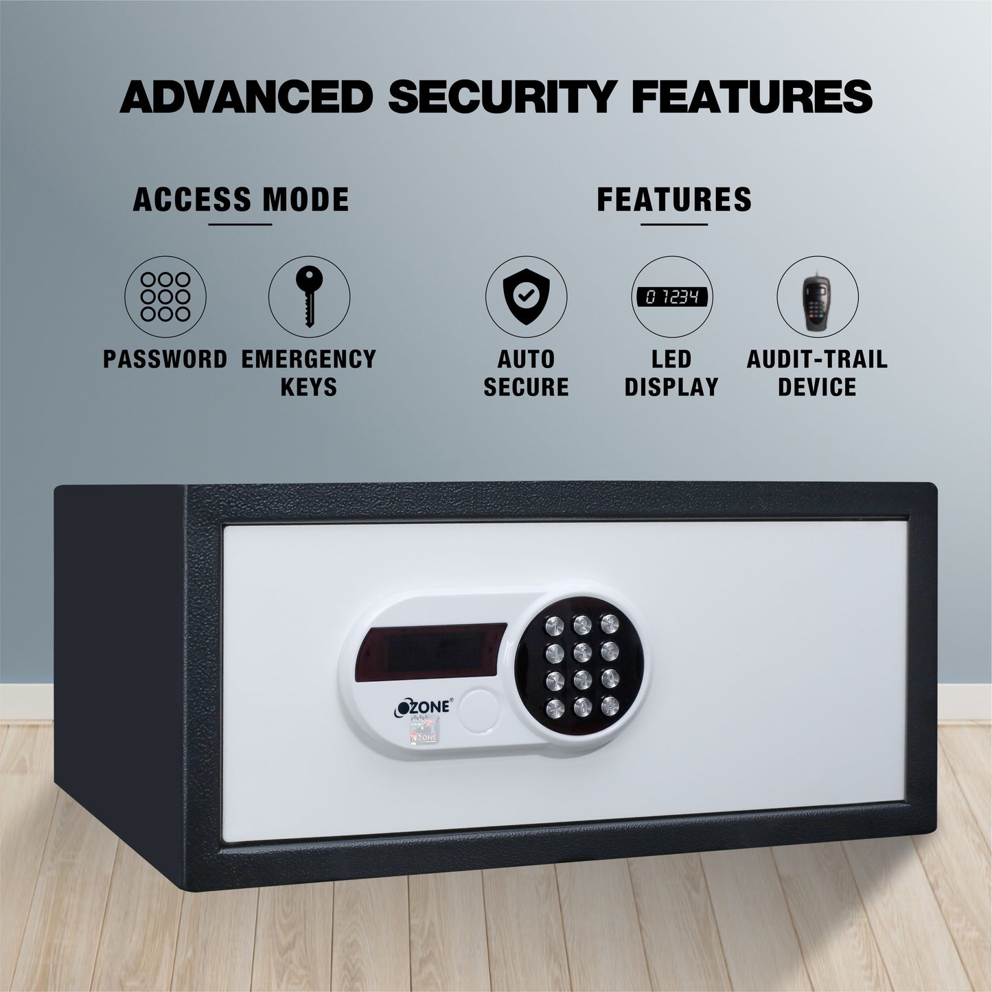 Ozone Laptop Safe for Homes & Hotels | 2-way Access | Password & Emergency Key (26.7 Ltrs.)