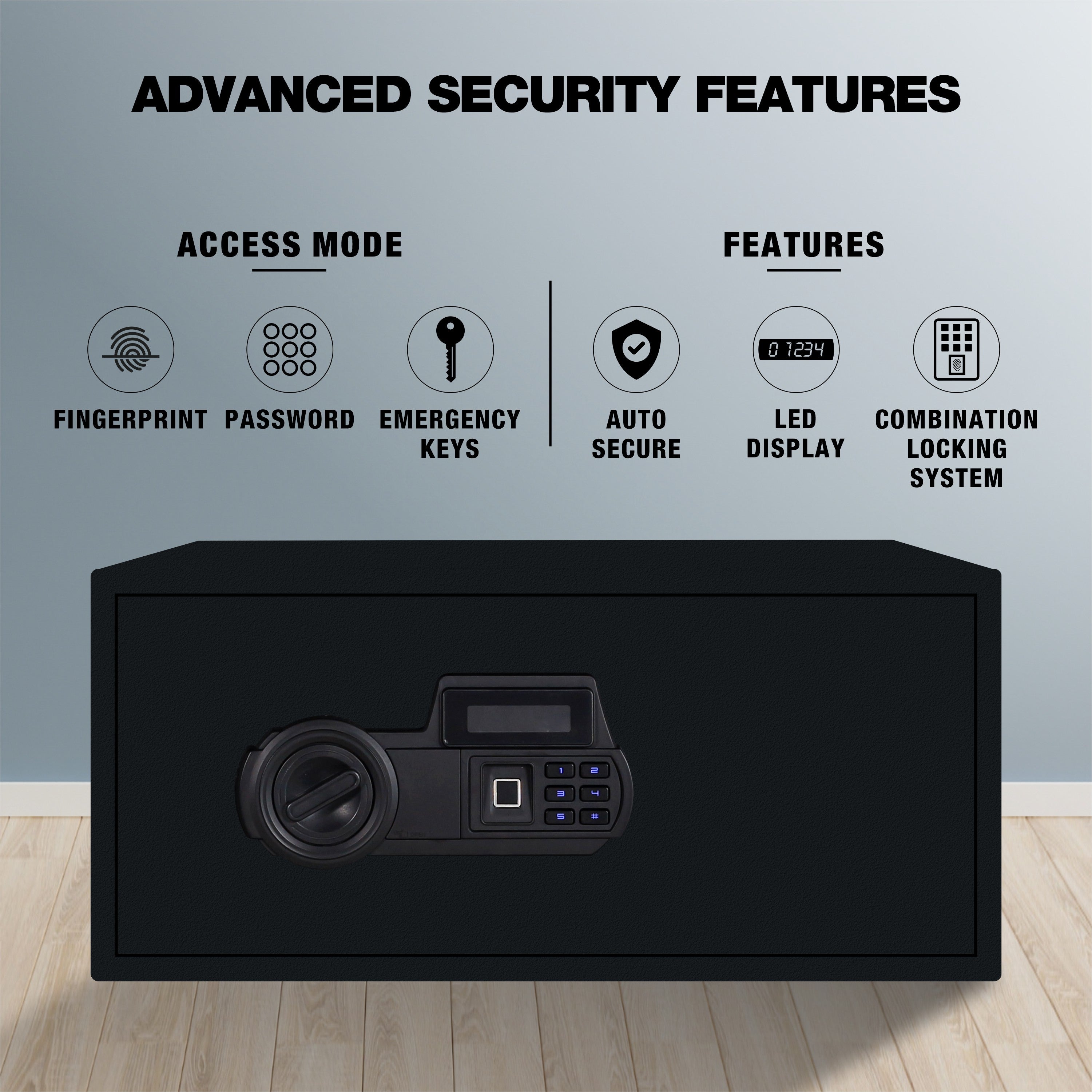 Ozone Biometric Safe for Homes & Offices | 3-way Access | Fingerprint, Password & Emergency Key (34.94 Ltrs.)