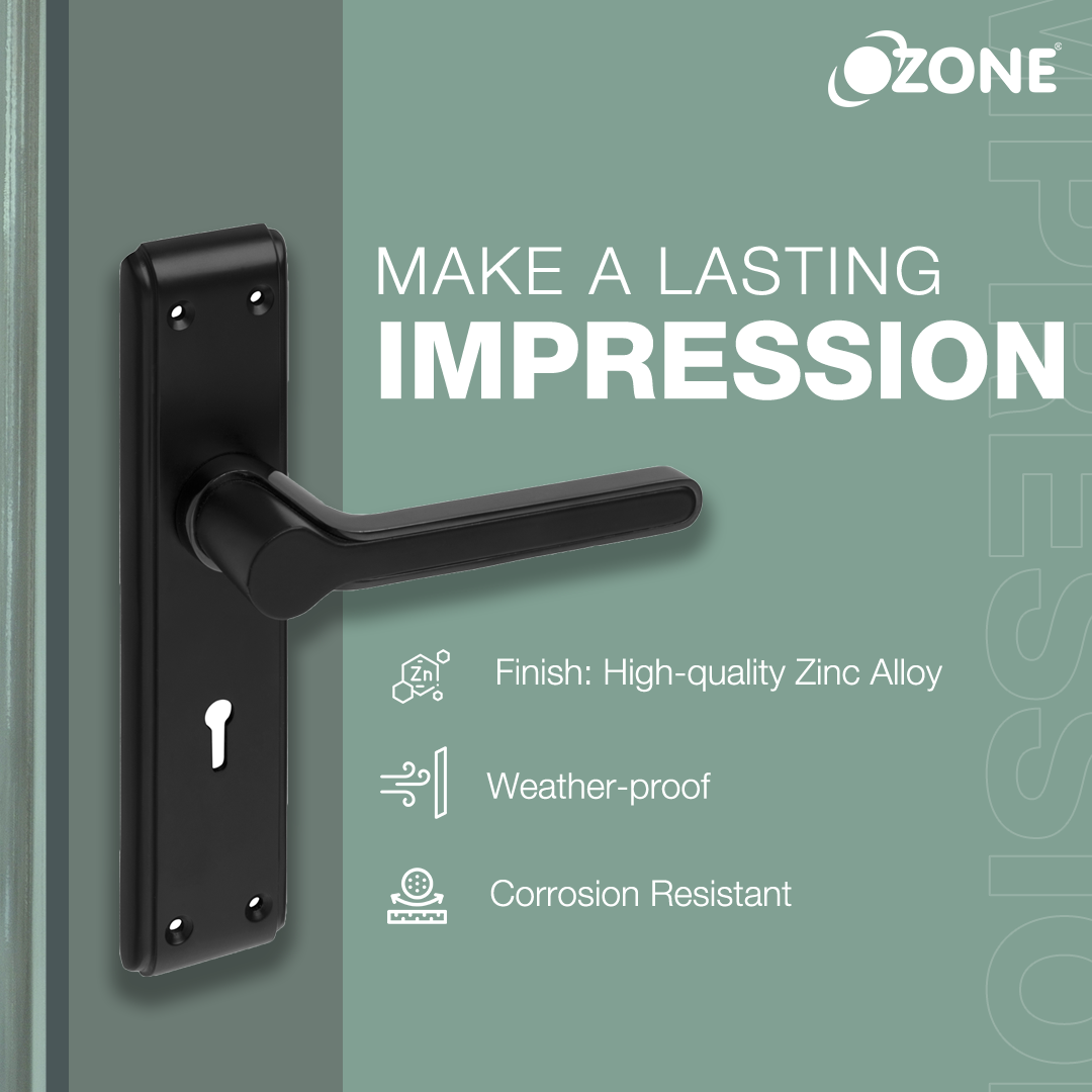Ozone Kepler Mortise Door Lock Handle – 8 Inch Black Finish