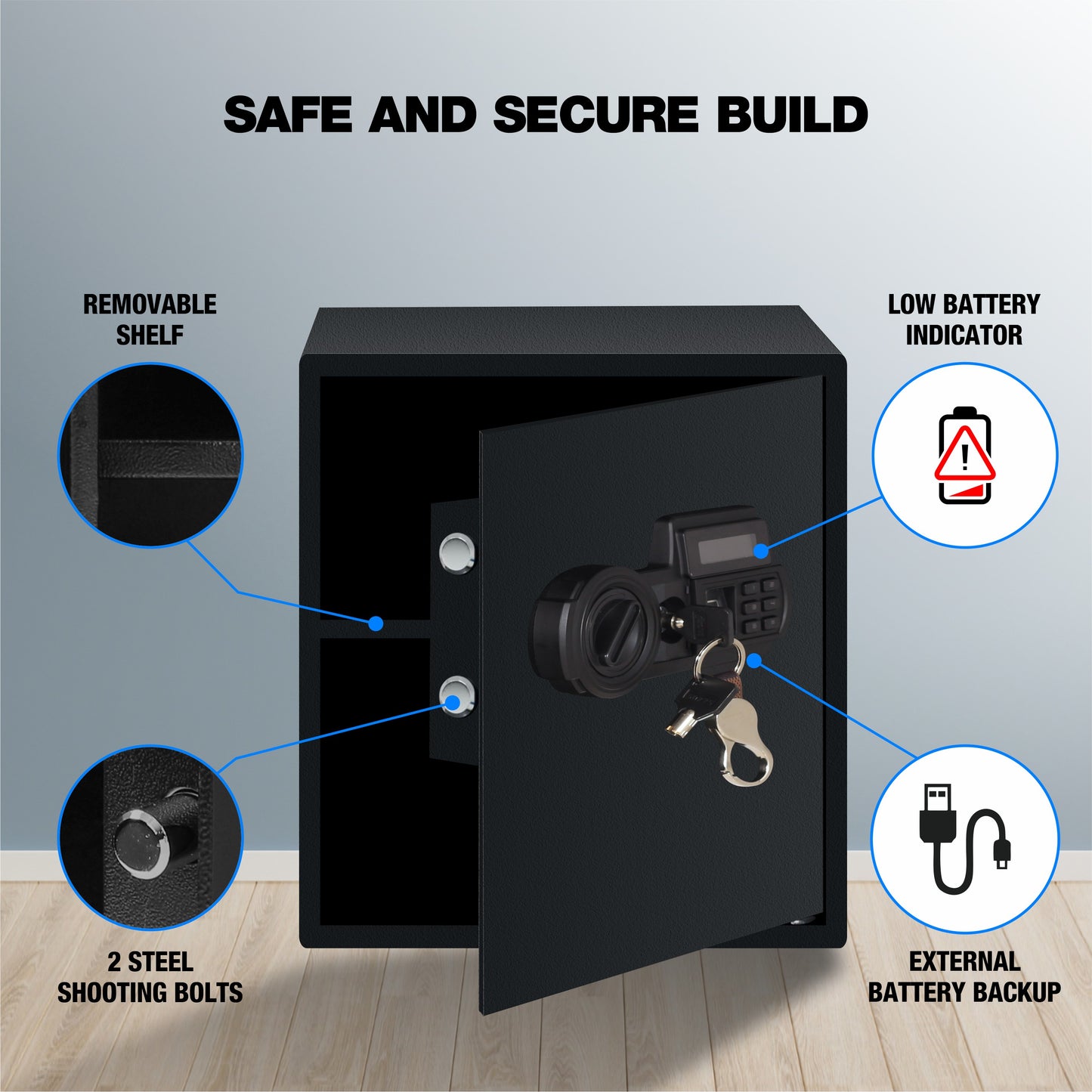 Ozone Biometric Safe for Homes & Offices | 3-way Access | Fingerprint, Password & Emergency Key (44.1 Ltrs.)