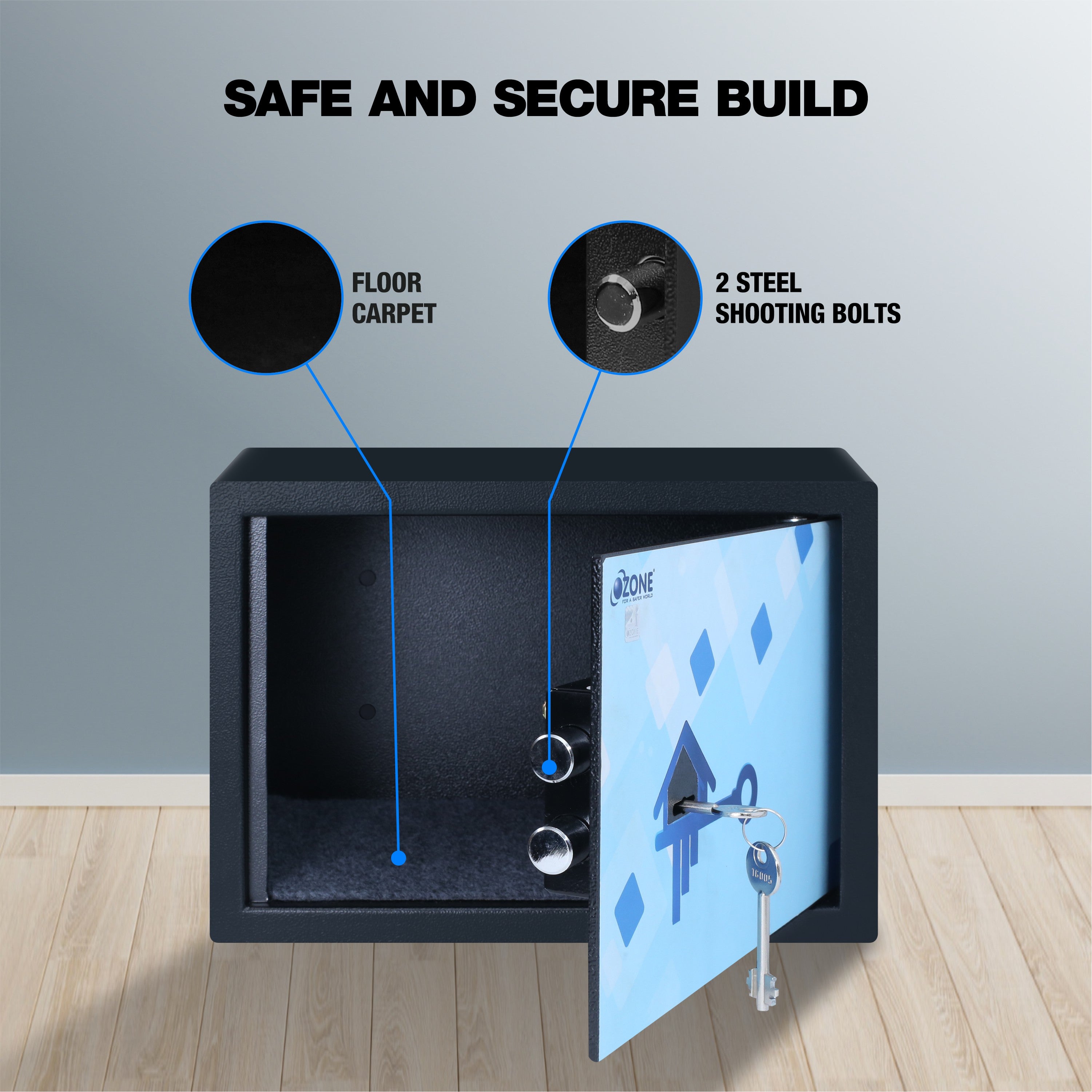 Ozone Mechanical Safe for Homes & Offices | High-security Mechanical Key (15.5 Ltrs.)