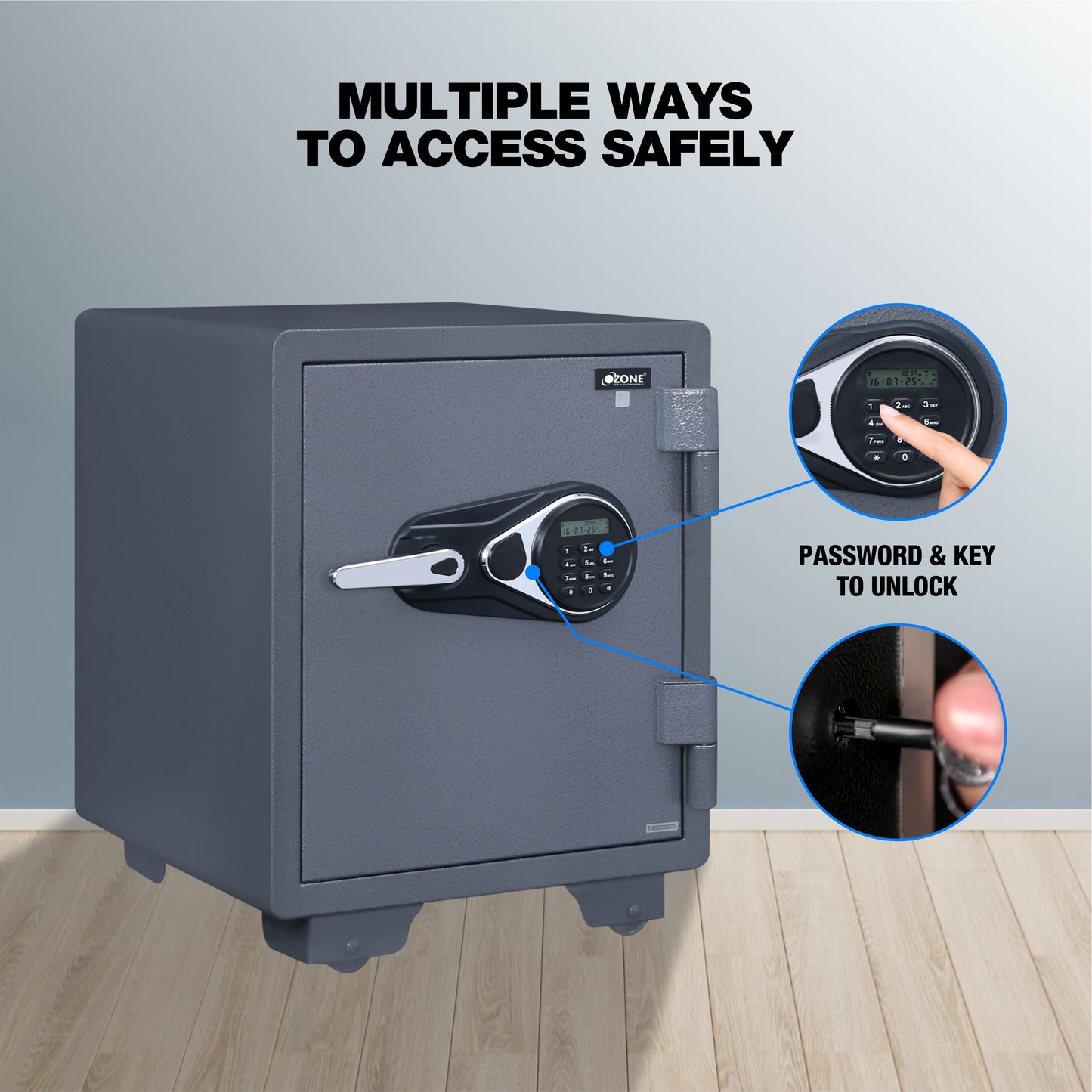 Ozone Fire-resistant Safe for Homes & Offices | 2-way Access | Password & Emergency Key (39 Ltrs.)
