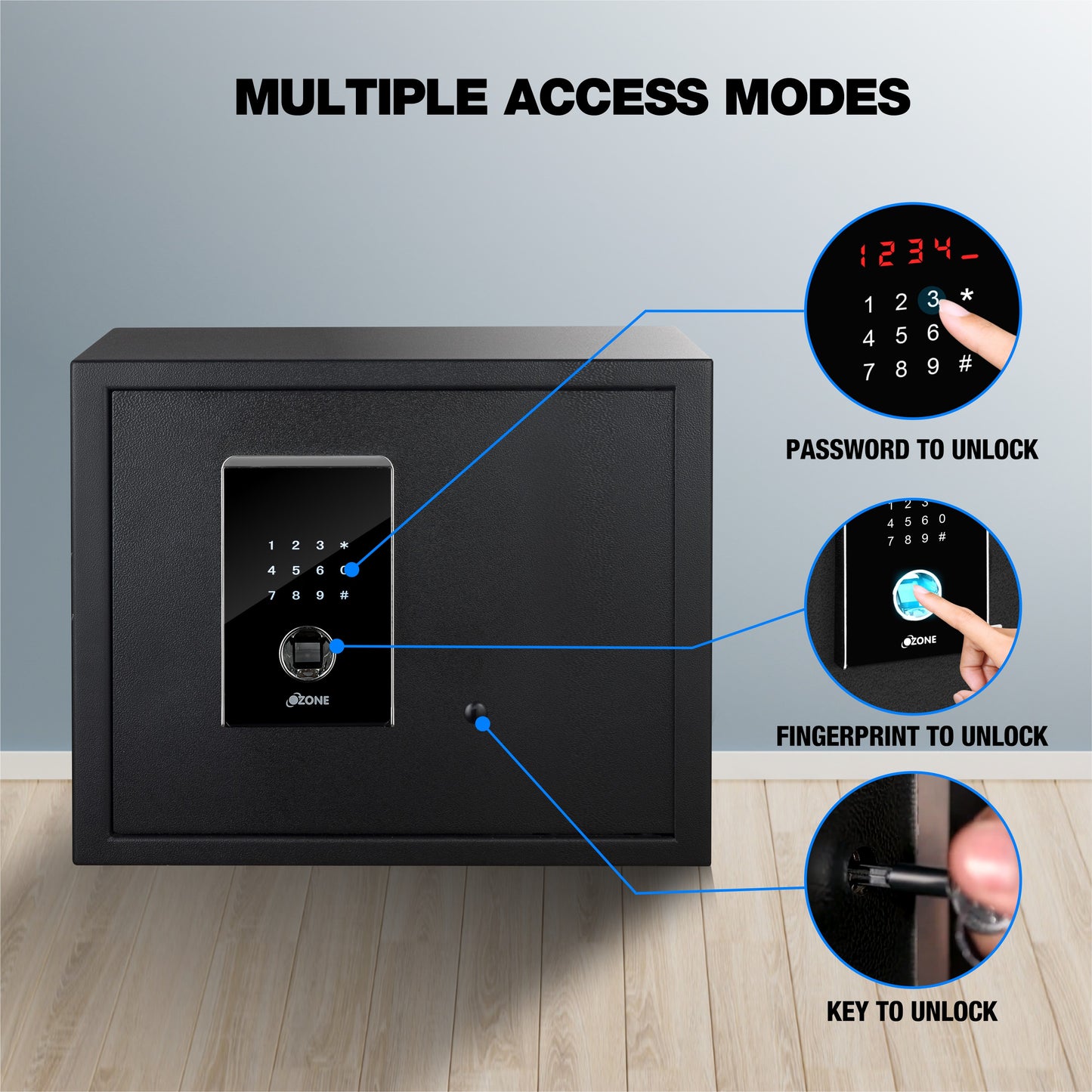 Ozone Biometric Safe for Homes & Offices | 3-way Access | Fingerprint, Password & Emergency Key (40.8 Ltrs.)