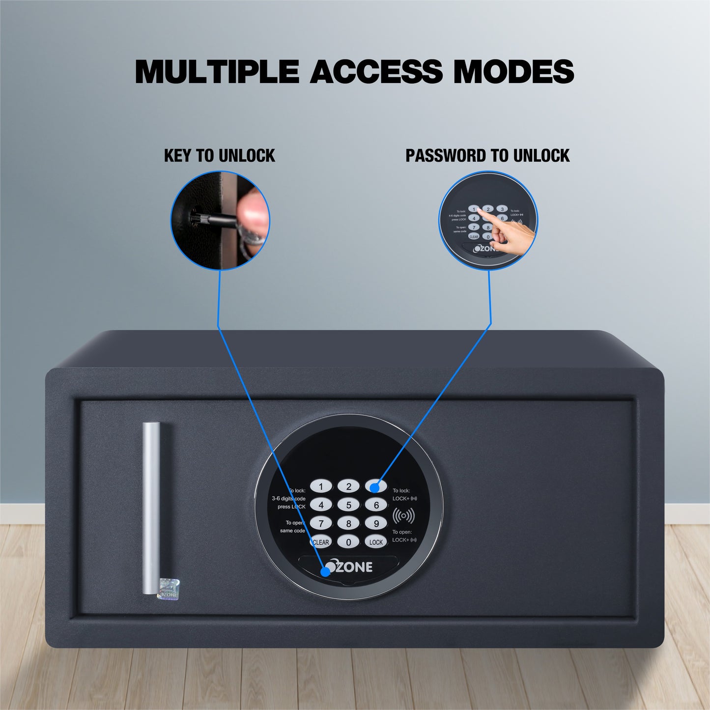 Ozone Digital Safe for Hotels | 2-way Access | Password & Emergency Key (26 Ltrs.)