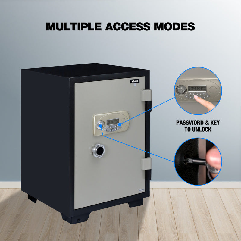 Ozone Fire-resistant Safe for Home & Business | 2-way Access | Password & Emergency Key (67 Ltrs.)