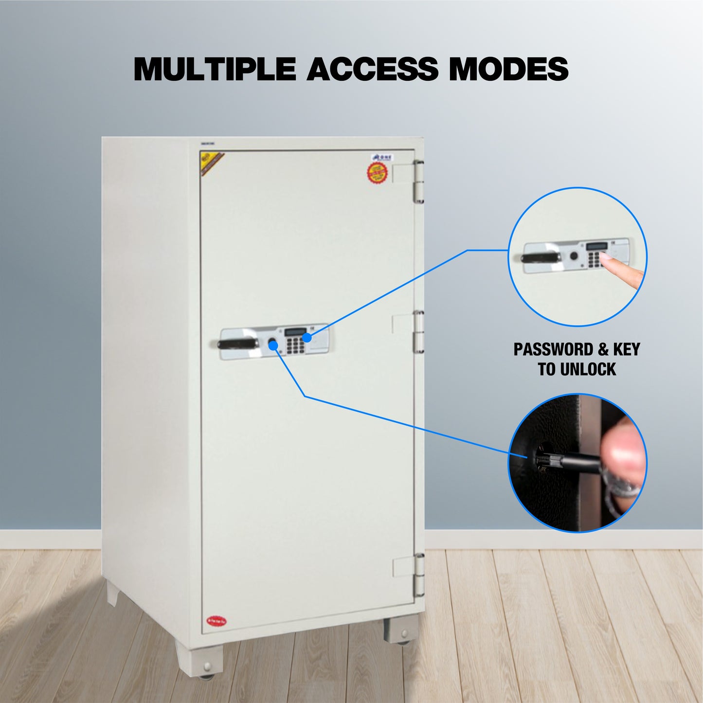 Ozone Fire-resistant Safe for Home & Business | 2-way Access | Password & Emergency Key (417 Ltrs.)
