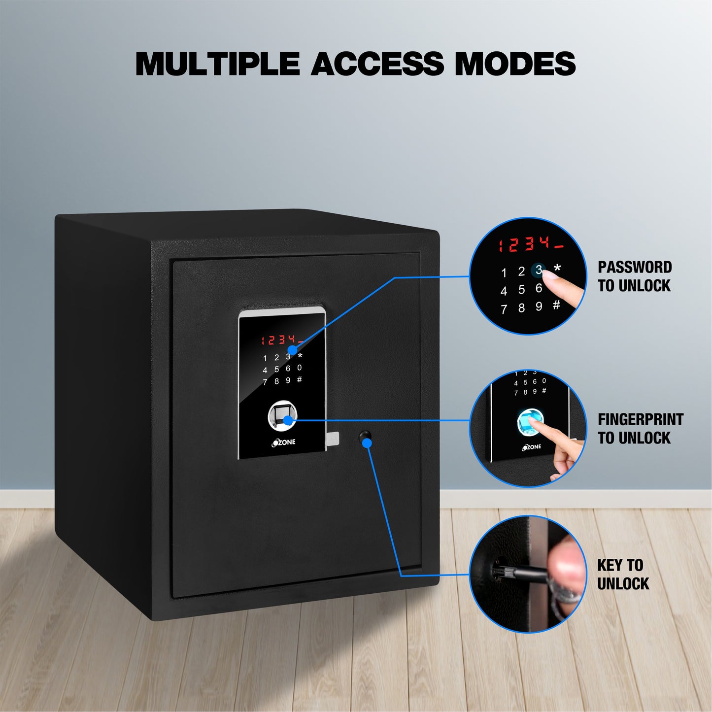 Ozone Biometric Safe for Homes, Offices & Warehouses | 3-way Access | Fingerprint, Password & Emergency Key (40 Ltrs.)