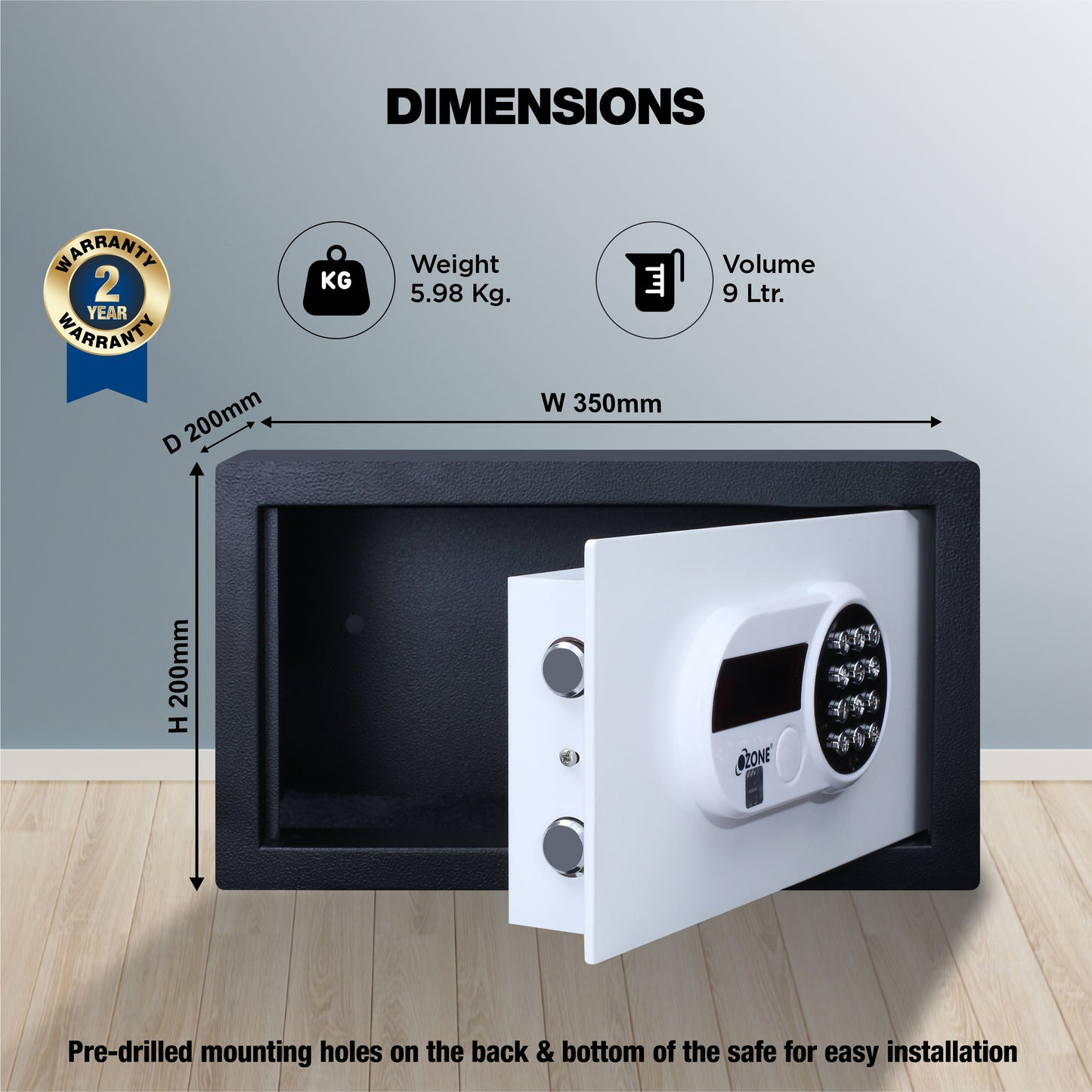 Ozone Cabinet Safe for Homes & Hotels | 2-way Access | Password & Emergency Key (9 Ltrs.)