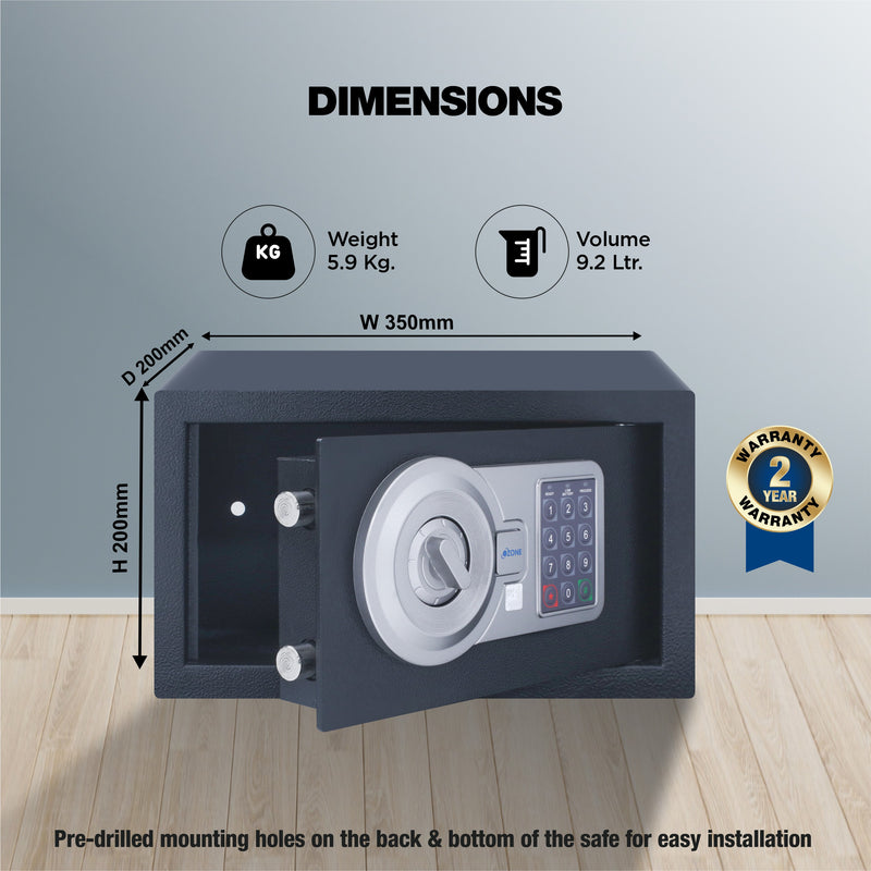 Ozone Cabinet Safe for Homes & Offices | 2-way Access | Password & Emergency Key (9.2 Ltrs.)