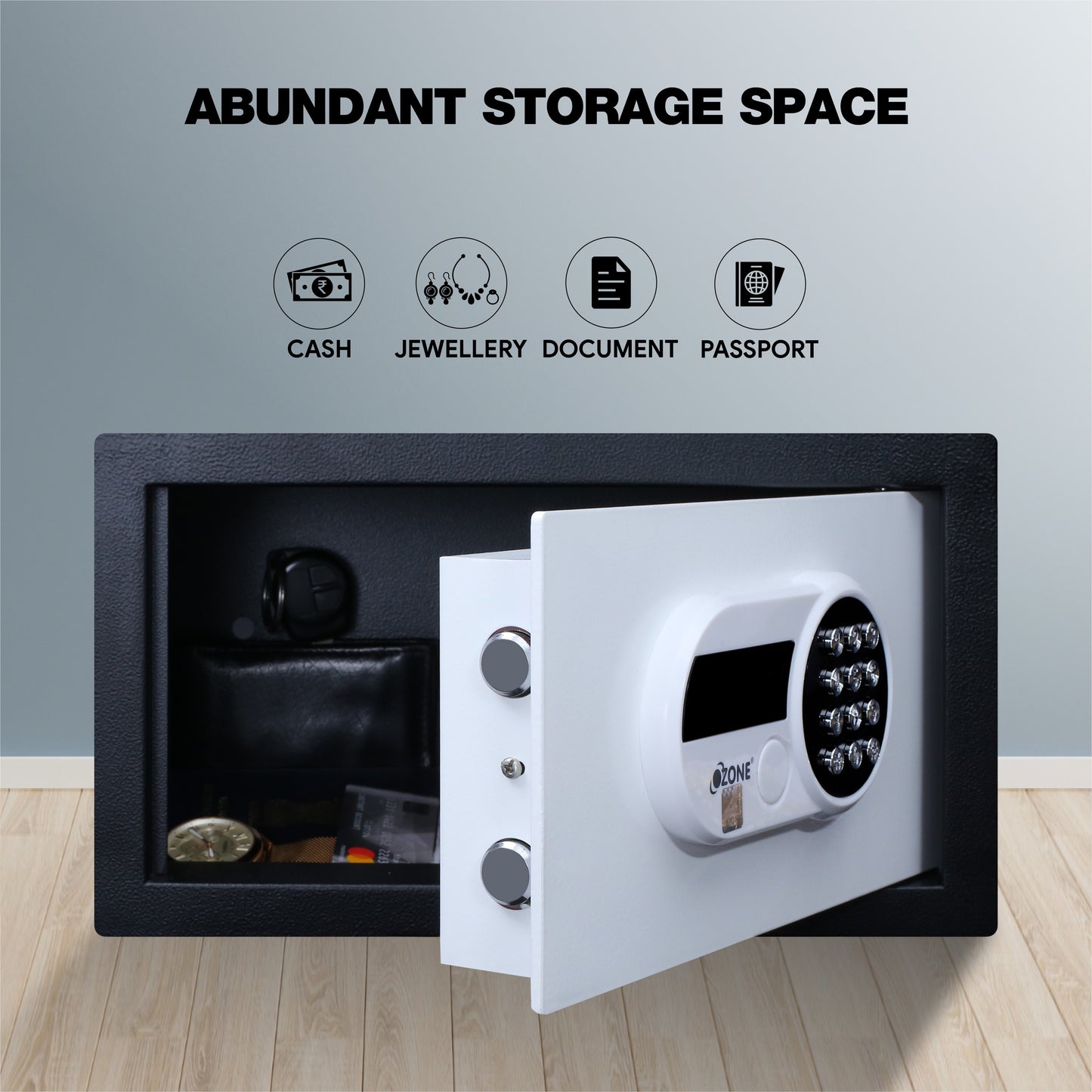 Ozone Cabinet Safe for Homes & Hotels | 2-way Access | Password & Emergency Key (9 Ltrs.)