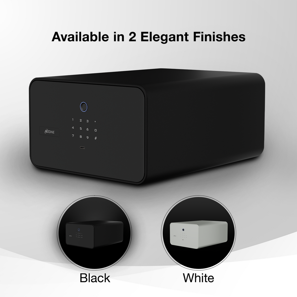 Jewellery Drawer Safe | 10 Litres Wi-Fi Safe Locker for Home & Office – Fingerprint Lock, 3-in-1 Unlocking (OzoLife App, Fingerprint & Password), Size: 180H x 300W x 380D mm, Weight: 11 kg, 2-Year Warranty.