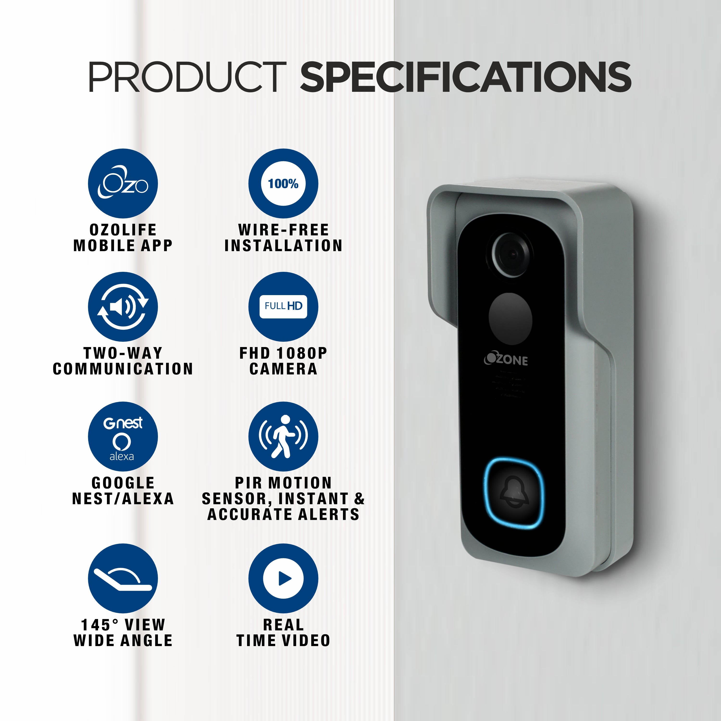 Ozone WDB Video Doorbell - Main Image