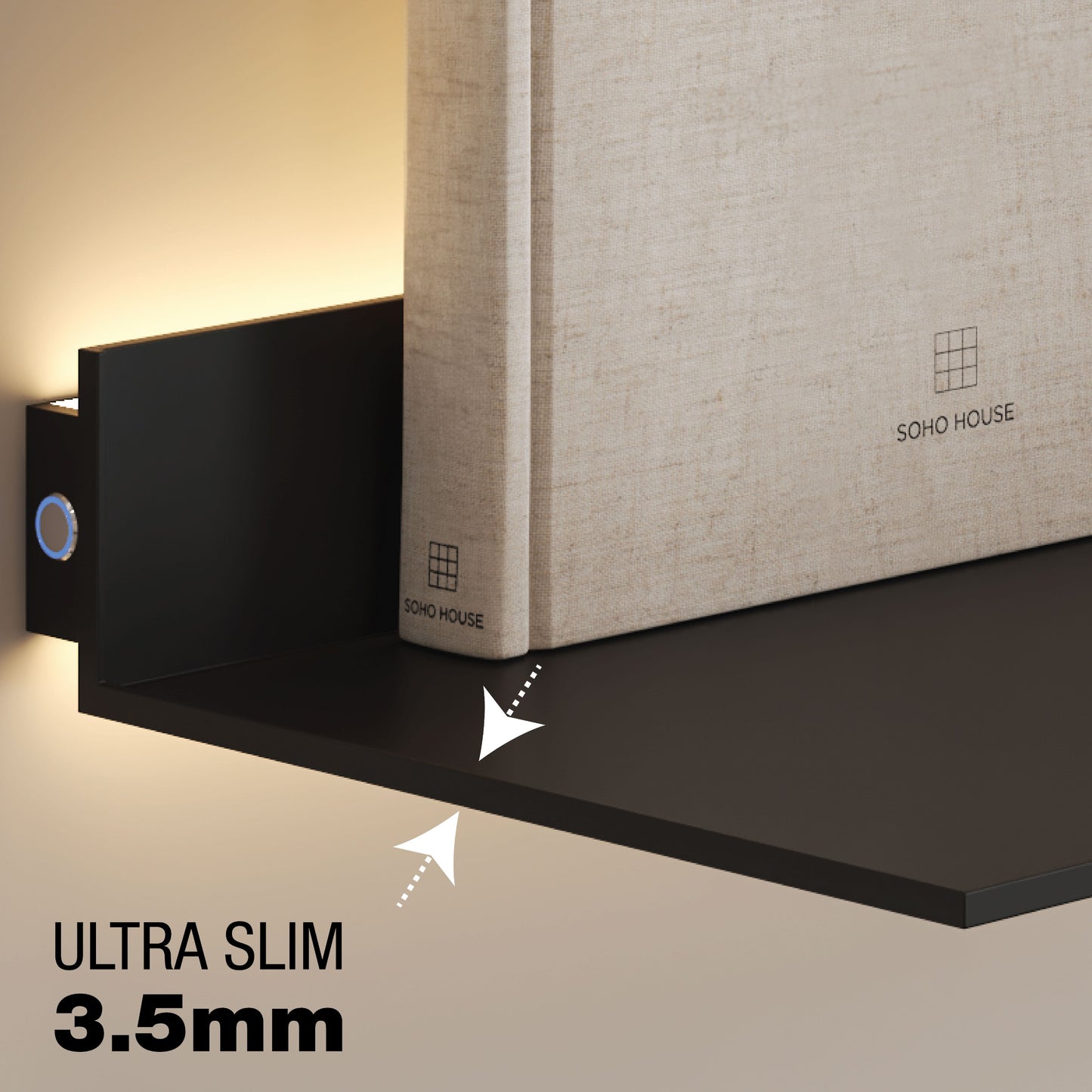 Ozone Wallmounted Floating Shelf System with Builtin LED Lights Sh