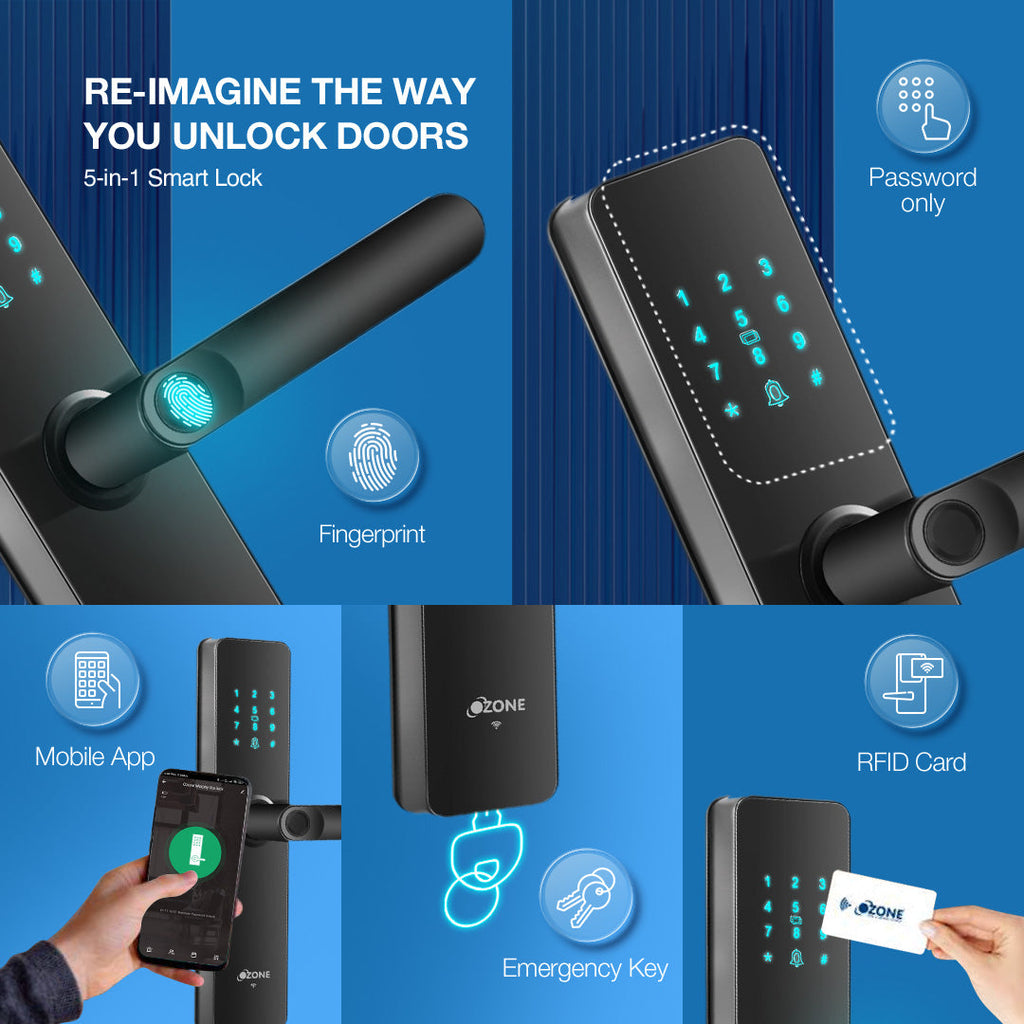Ozone Morphy Life Lite Wi-Fi Smart Lock with 5-way access | Door Thickness: 35-80 mm - Ozone Group