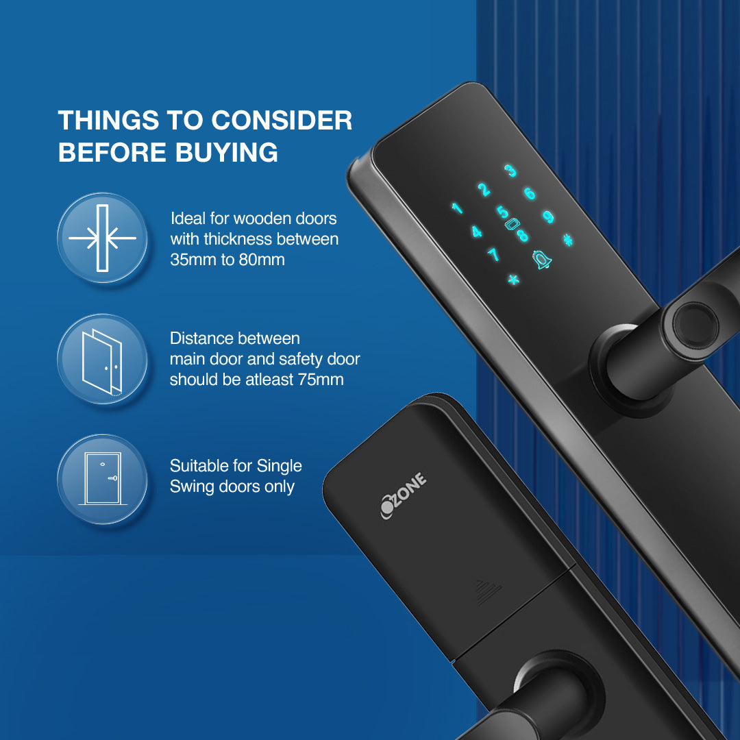 Ozone Morphy Life Lite Wi-Fi Smart Lock with 5-way access | Door Thickness: 35-80 mm - Ozone Group