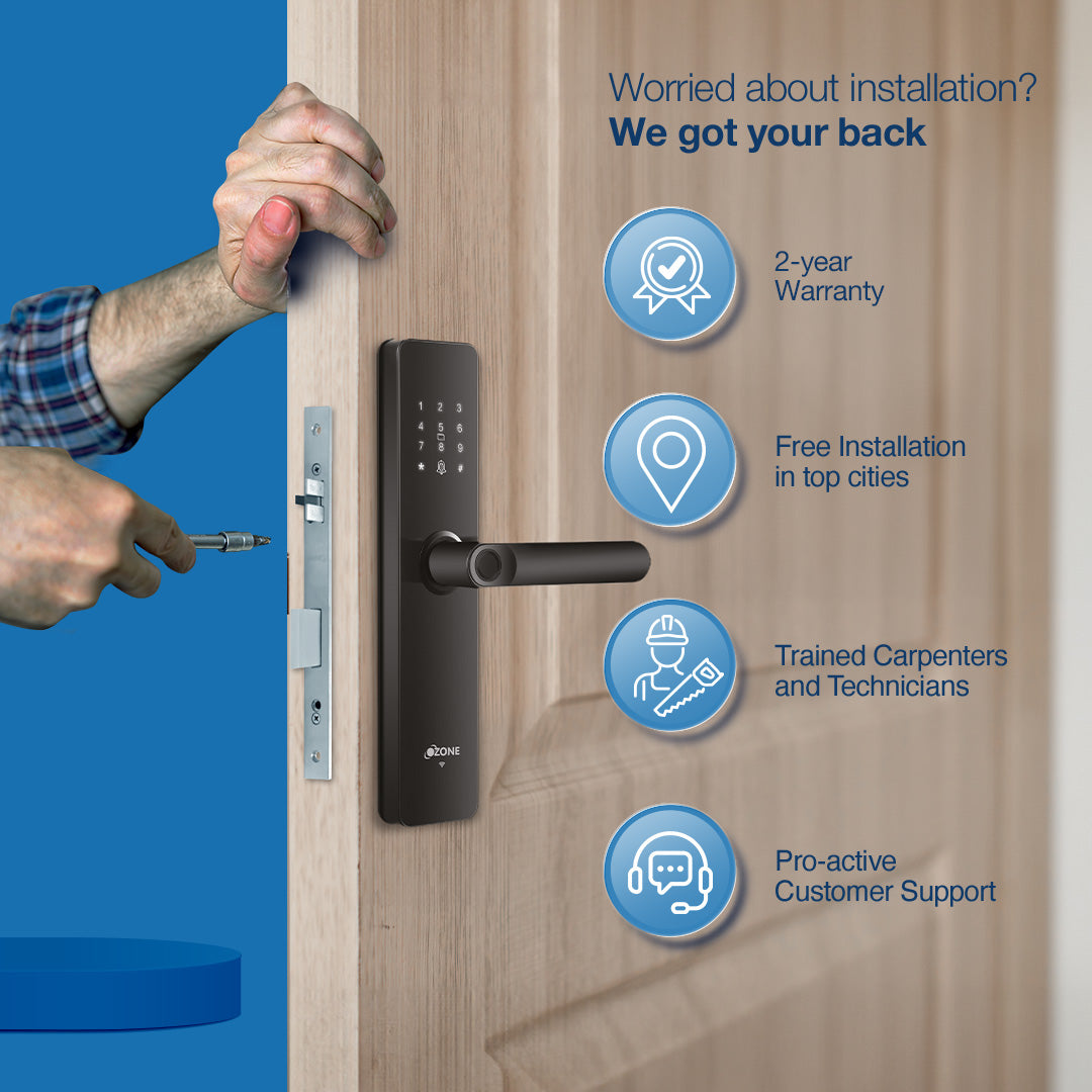 Ozone Morphy Life Lite Wi-Fi Smart Lock with 5-way access | Door Thickness: 35-80 mm