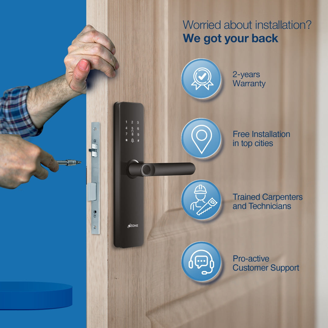 Ozone Morphy Lite Smart Lock with 4-way access | Door Thickness: 35-80 mm