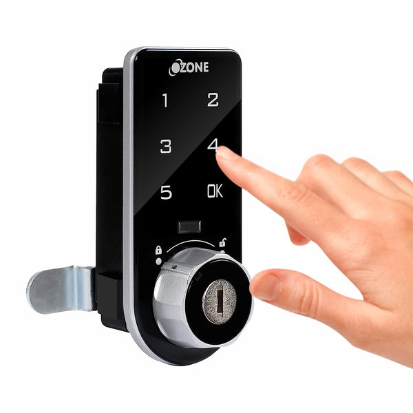 Ozone 301 Vertical Smart Furniture Lock with Password & Key Access | For Wooden/Metal Cabinets & Wardrobes