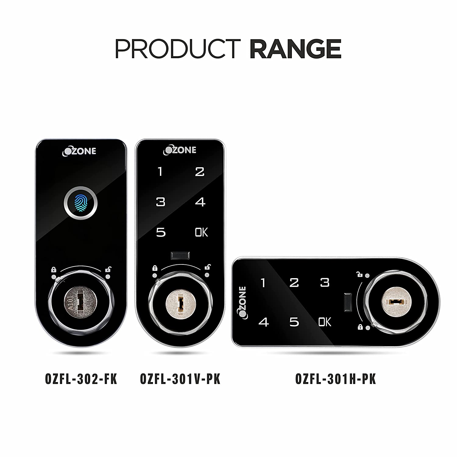 Ozone 301 Vertical Smart Furniture Lock with Password & Key Access | For Wooden/Metal Cabinets & Wardrobes - Ozone Group