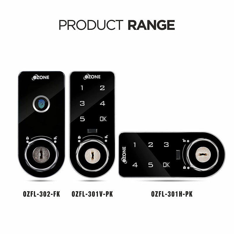 Ozone 301 Vertical Smart Furniture Lock with Password & Key Access | For Wooden/Metal Cabinets & Wardrobes