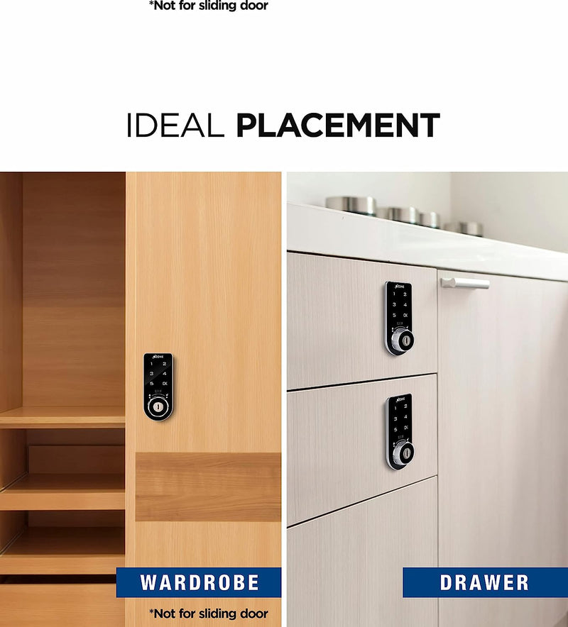 Ozone 301 Vertical Smart Furniture Lock with Password & Key Access | For Wooden/Metal Cabinets & Wardrobes