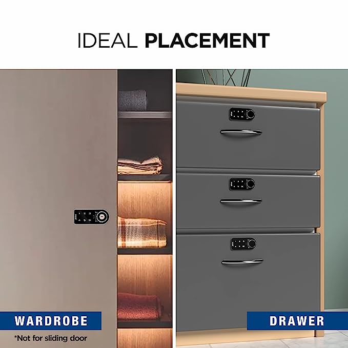 Ozone 301 Vertical Smart Furniture Lock with Password & Key Access | For Wooden/Metal Cabinets & Wardrobes