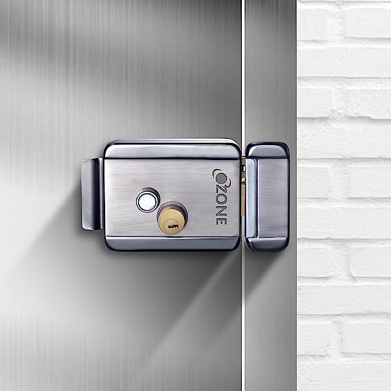 Ozone Electric Rim Lock for Inside Opening Doors Stainless Steel Brass Double Cylinder Door Lock (Left and Right Hand Side)