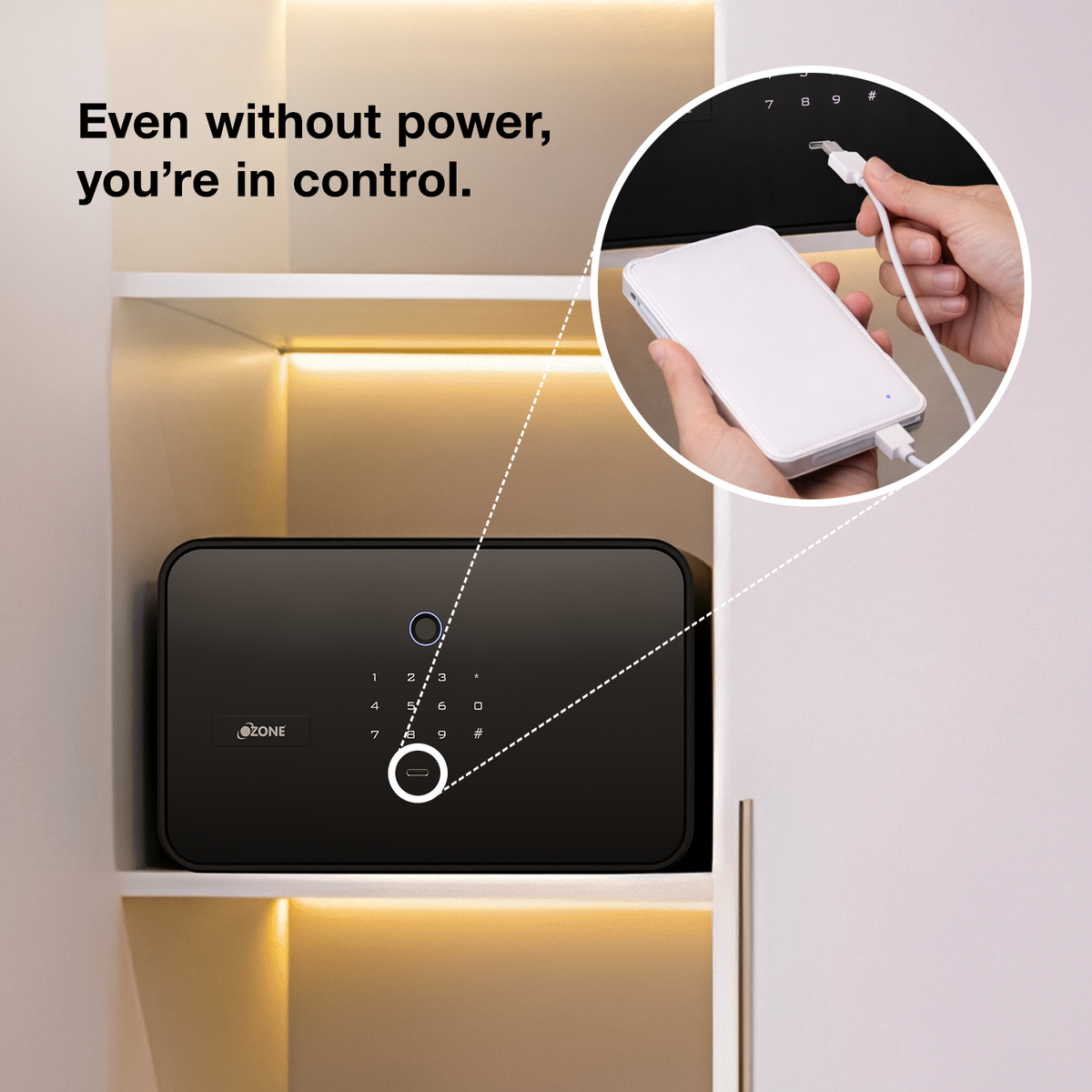 Jewellery Drawer Safe | 10 Litres Wi-Fi Safe Locker for Home & Office – Fingerprint Lock, 3-in-1 Unlocking (OzoLife App, Fingerprint & Password), Size: 180H x 300W x 380D mm, Weight: 11 kg, 2-Year Warranty.