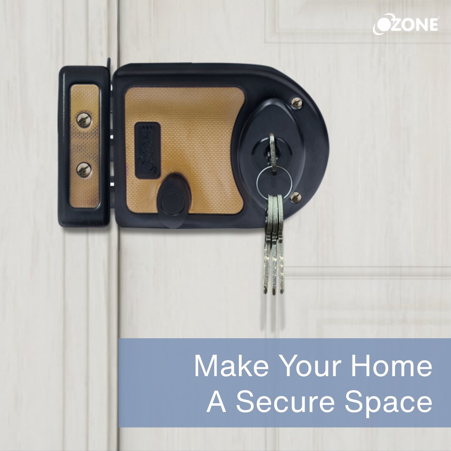Ozone Dual-Tone Main Door Lock with Key and Knob Mechanism | Door Thickness: 30–85 mm