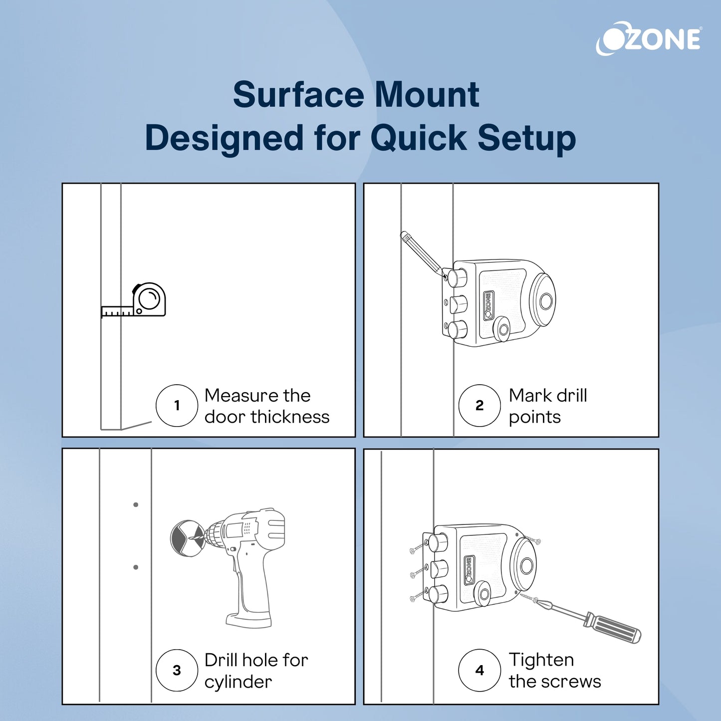 Ozone Dual-Tone Main Door Lock with Key and Knob Mechanism | Door Thickness: 30–85 mm