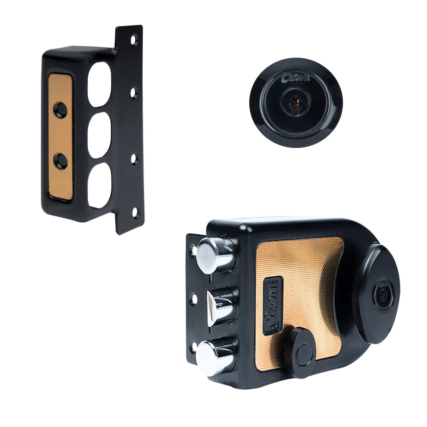 Ozone Dual-Tone Main Door Lock with Key and Knob Mechanism | Door Thickness: 30–85 mm