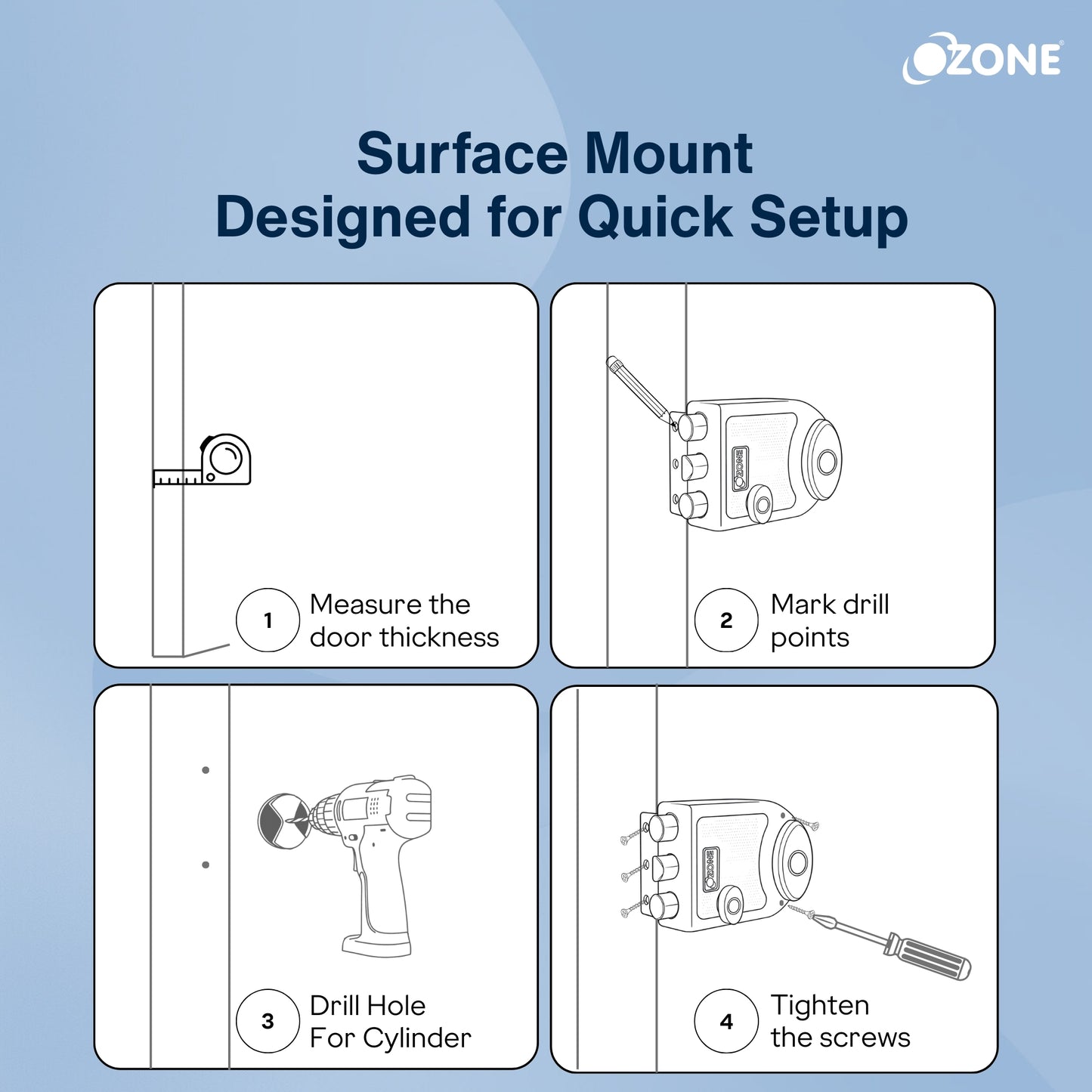 Ozone Dual-Tone Main Door Lock | 14-Pin Dimple Key Cylinder | Door Thickness: 30–85 mm