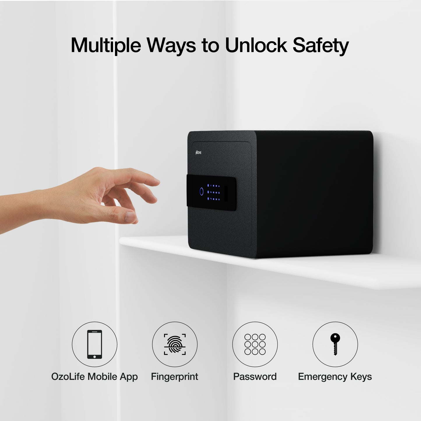 Ozone Mobile App-enabled Wi-Fi Safe for Homes & Offices | 4-way Access | Mobile App, Fingerprint, Password & Emergency Key (30 Ltrs.)