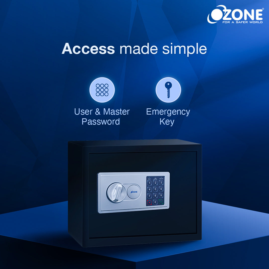Ozone Digital Safe for Homes & Offices | 2-way Access | Password & Emergency Key (16.11 Ltrs.)