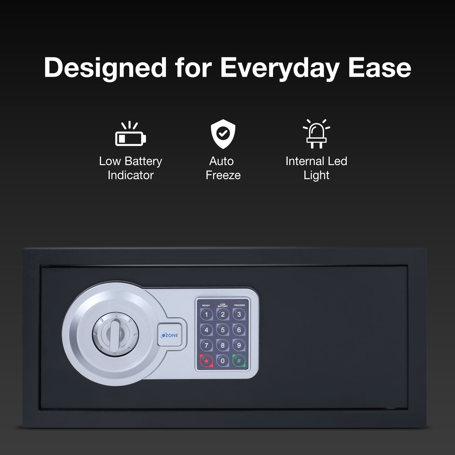 Ozone 26.4 Litres Digital Safe Locker for Home & Office – Digital Lock, 1-Way Unlocking (Password), Size: 200H x 430W x 380D mm, Weight: 10.7kg, 2-Year Warranty - Ozone Group